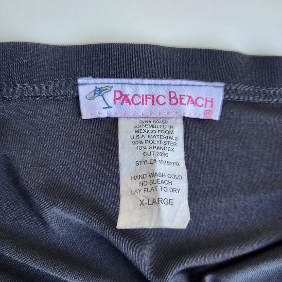 Pacific Beach Black Stretch Mini Pleated Swimwear Skirt Cover-Up Front Slit XL - Picture 6 of 8